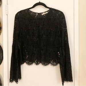 Mustard Seed Black Lace Crop Blouse—Never Worn!